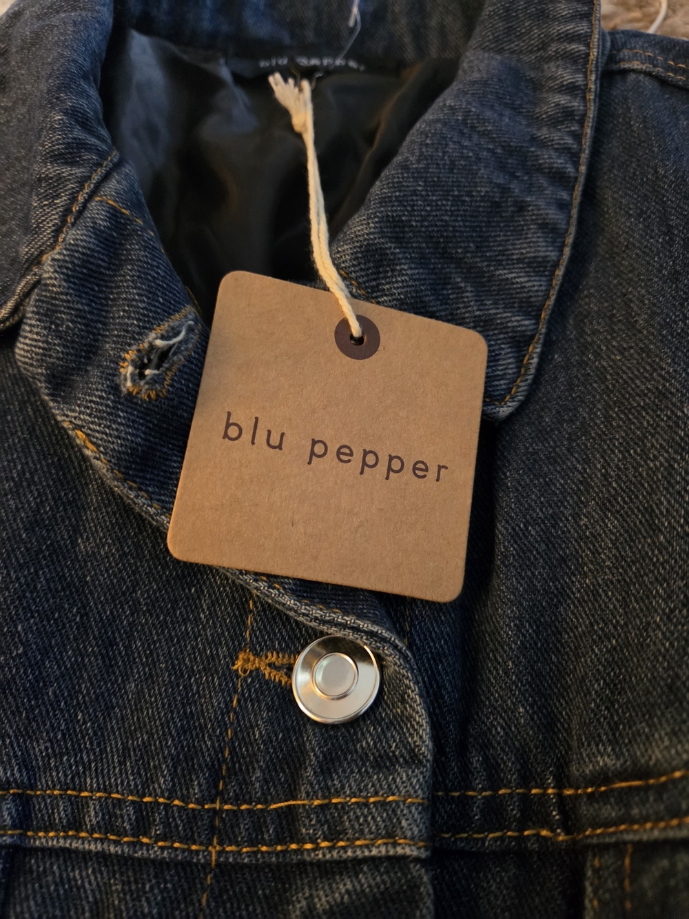Blu Pepper Blue Denim Jacket with Black Sleeves - Picture 3 of 5